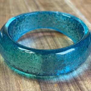 Blue glitter acrylic bangle